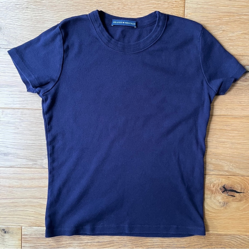 Brandy Melville Dark Blue Short Sleeve Cotton Tee. Women's. One Size (XS-S)